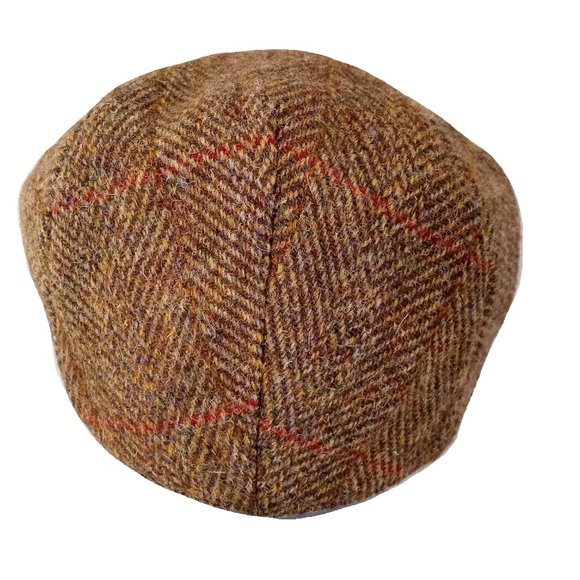 Hartside HS14 Scottish Highland Harris Tweed® Flat Cap Olive-Gold - CHOOSE SIZE - Picture 7 of 13